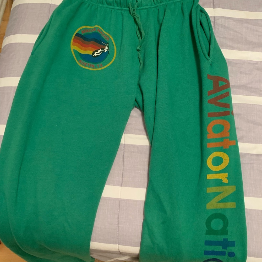 Aviator nation green logo men sweatpants M